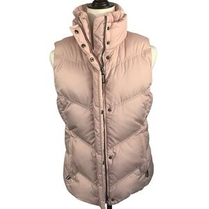 Esprit Down Feather Vest Sleeveless Outerwear Double Zip Gilet Knit-neck Pink M